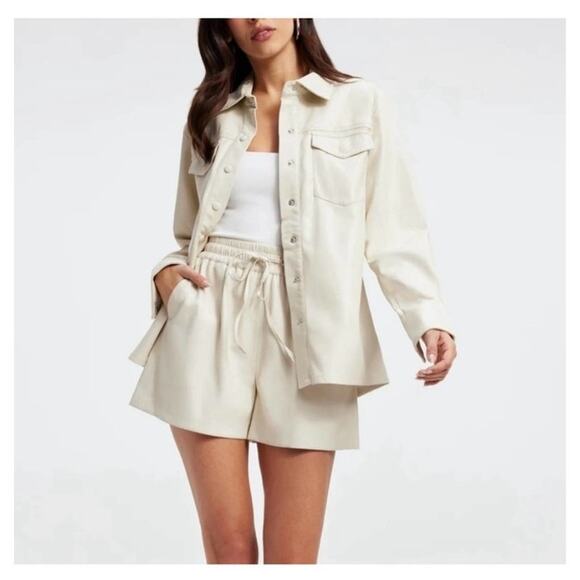 EUC Good American Better Than Leather Drawstring shorts sz: M - Picture 4 of 16